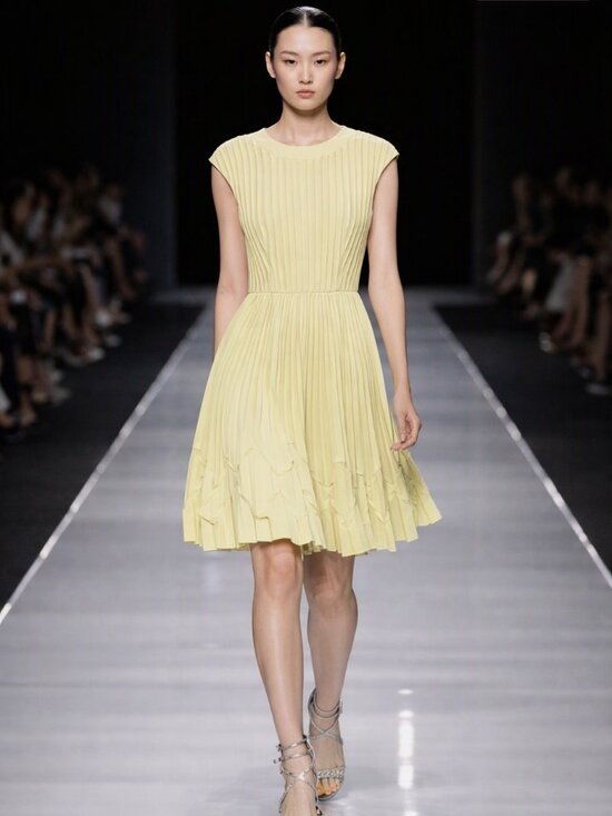 Ted Baker Dresses & Skirts - Ted Baker Lime Green Yellow Pleated Dress Size 2 Chic Designer Occasion Dress